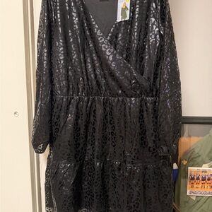 Serra Metallic Black Animal Print Dress